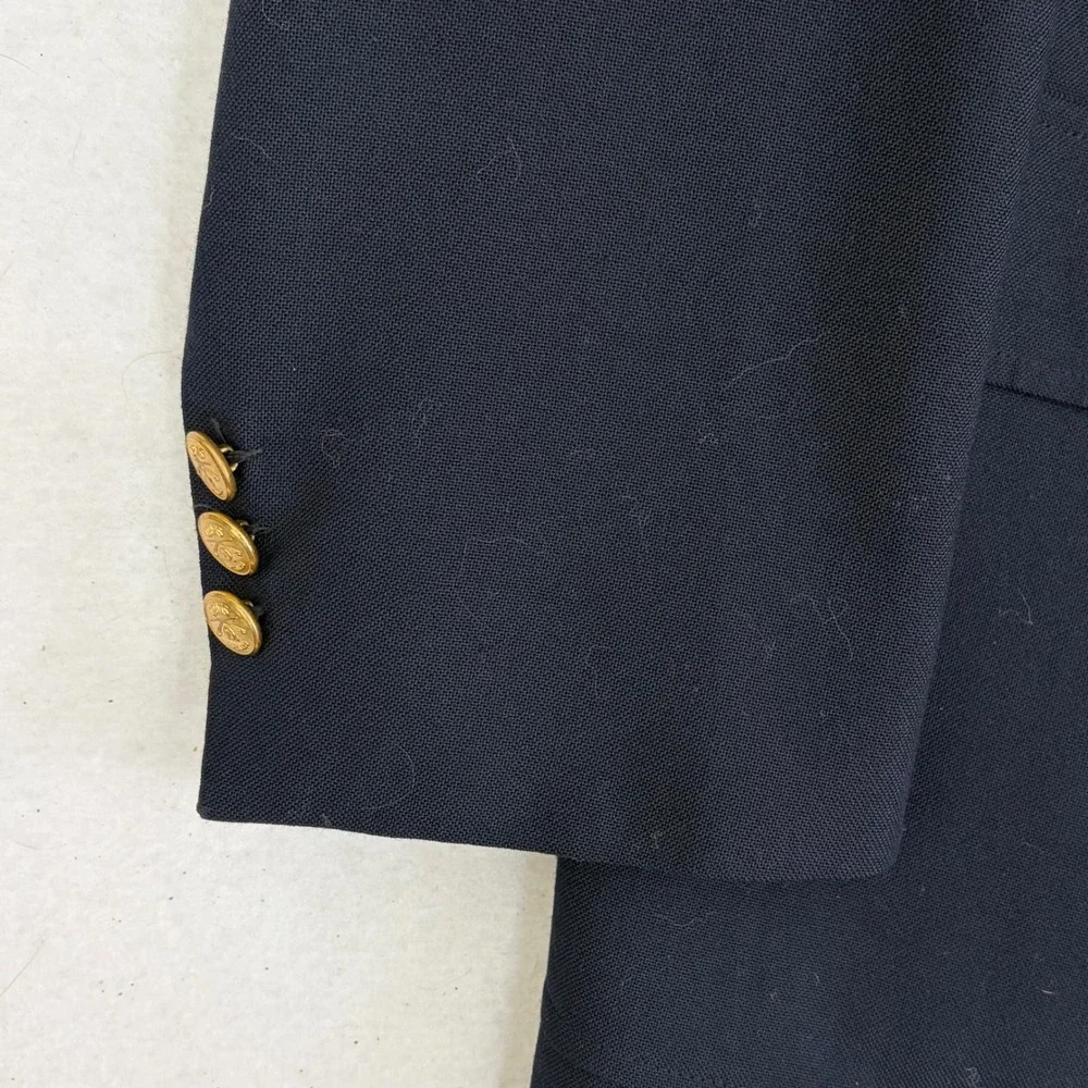 VTG Orvis Blazer 42L Hopsack Wool Navy Gold Button Travel Jacket Old Money USA